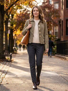 Ann Taylor Olive Green Suede Moto Jacket - Small
